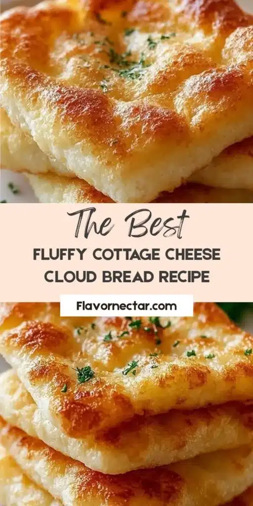 Fluffy cottage cheese cloud bread on a plate, a low-carb baking recipe