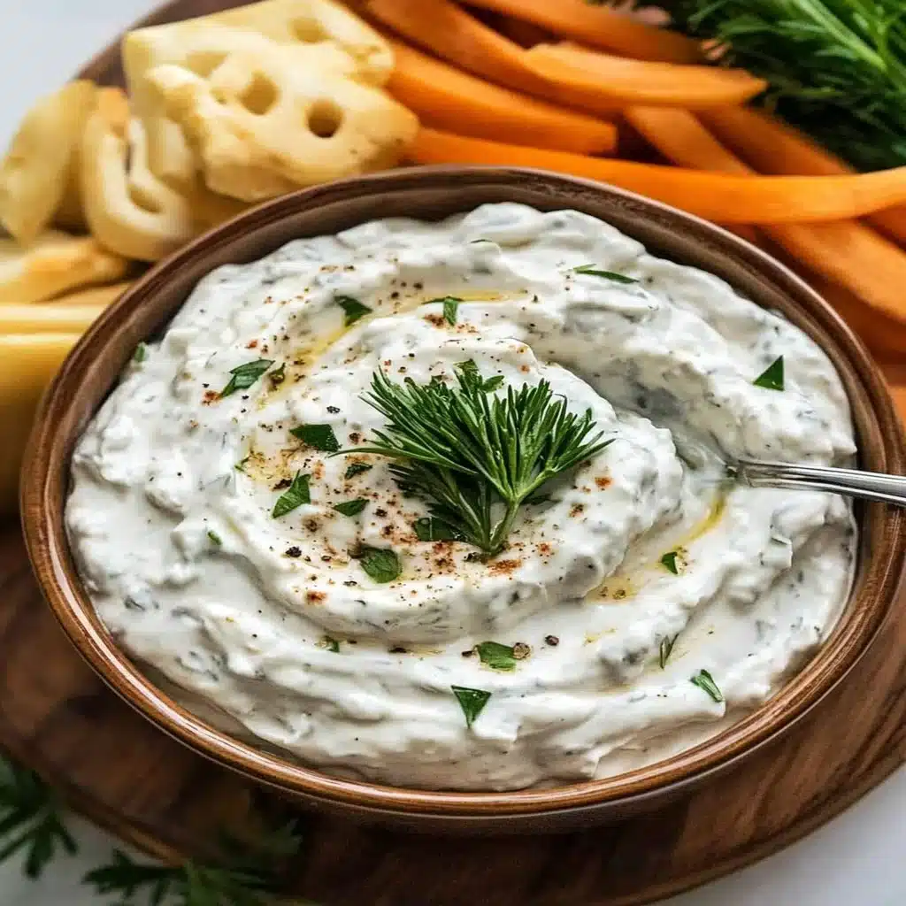 High Protein Cottage Cheese Ranch Dip served in a bowl with vegetable sticks