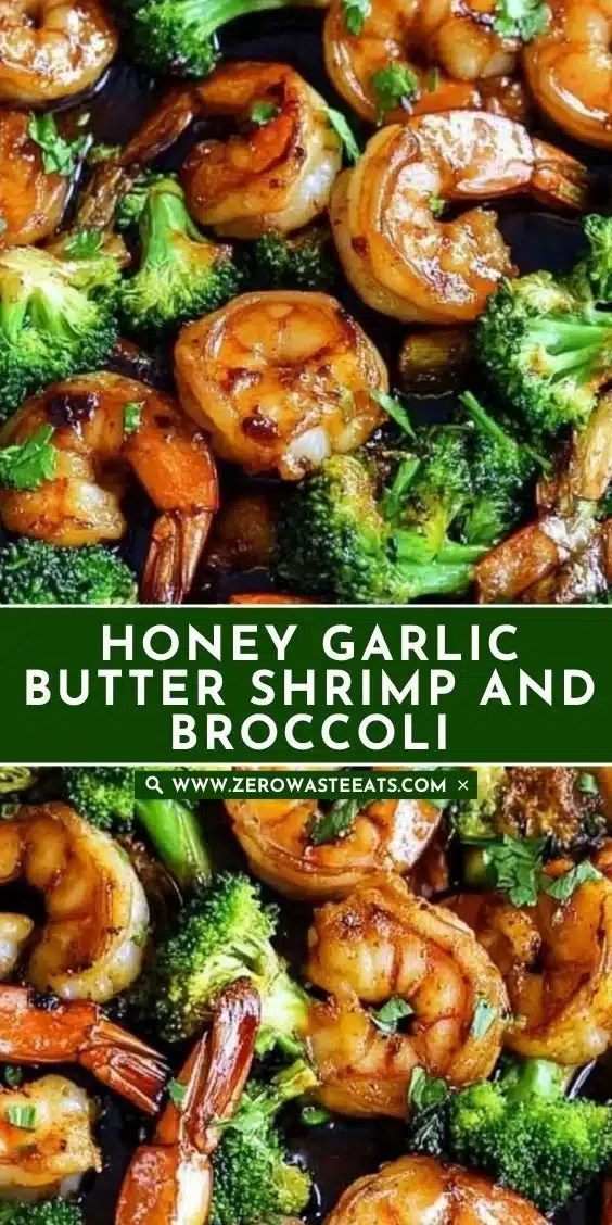 Delicious Honey Garlic Butter Shrimp served with broccoli on a plate