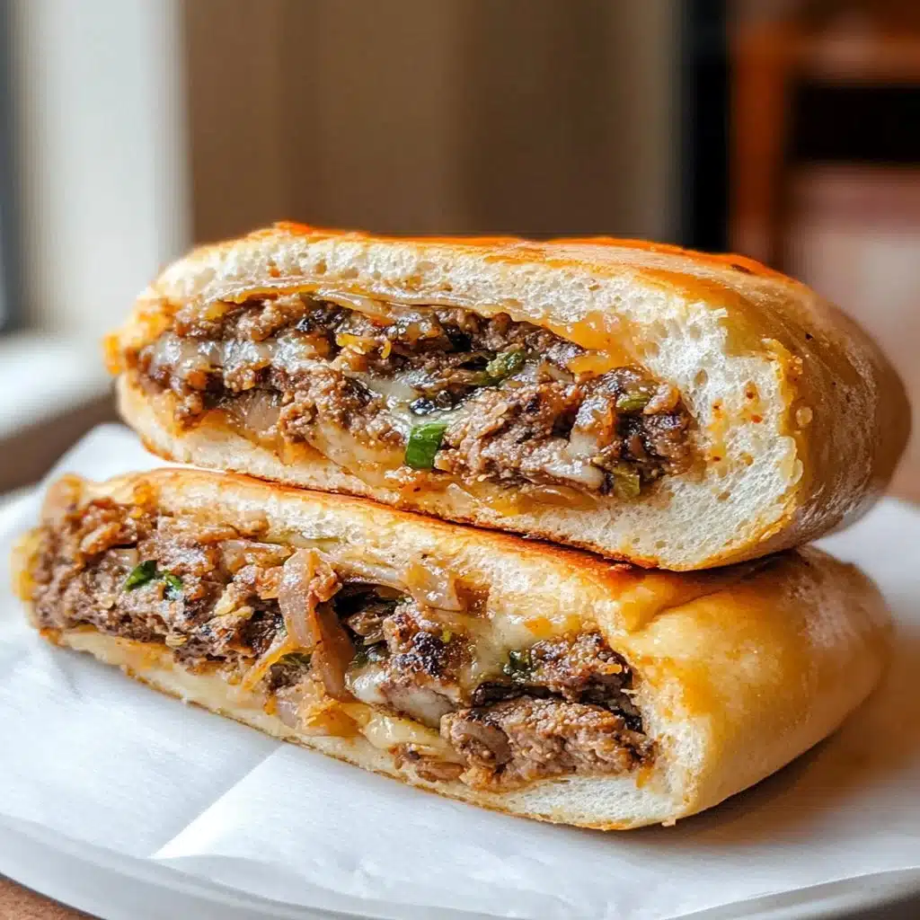 Korean-inspired kimchi bulgogi cheesesteak topped with fresh vegetables.