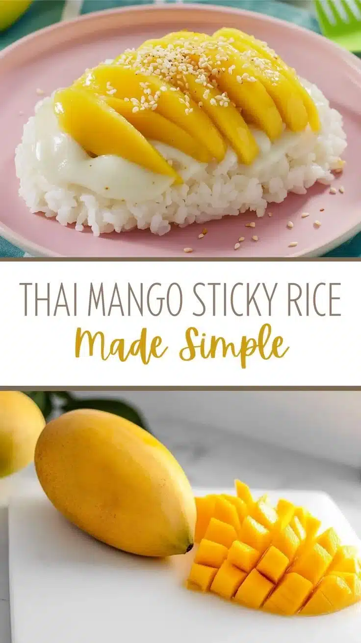 Mango Sticky Rice 1 Delicious Mango Sticky Rice topped with ripe mango slices and drizzled with coconut sauce.