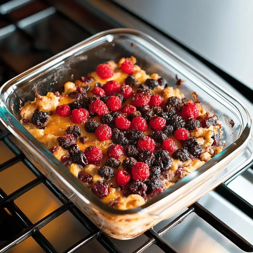 Delicious overnight breakfast casserole ready to serve in a baking dish.