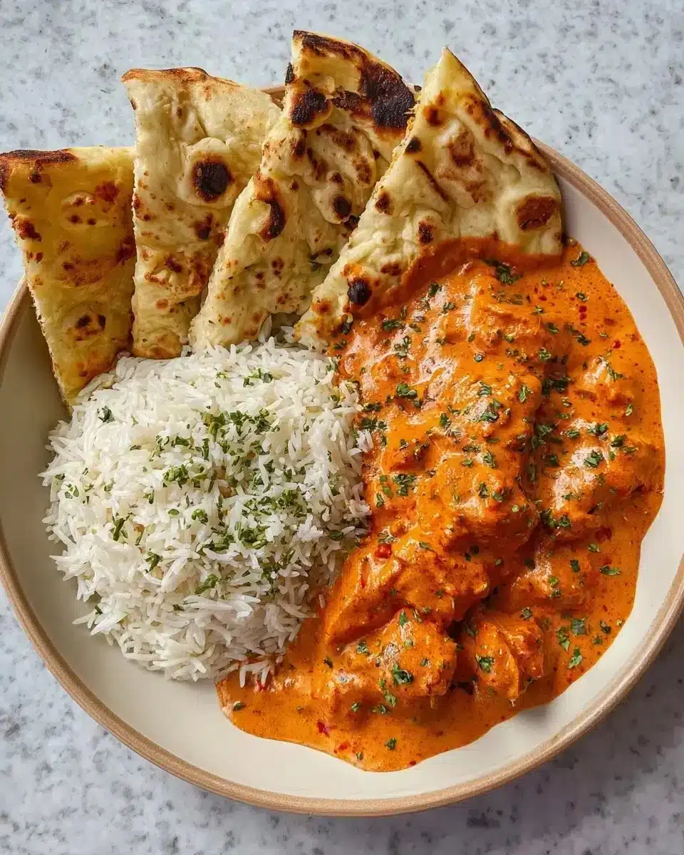 Quick & Easy Homemade Butter Chicken Recipe 1 Delicious homemade butter chicken served with rice and naan