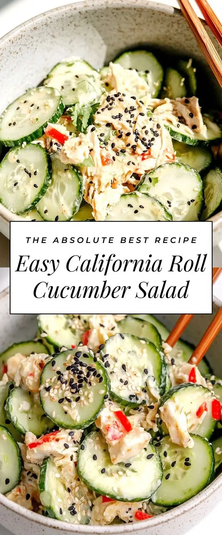 California Roll Cucumber Salad ingredients with sushi-style presentation