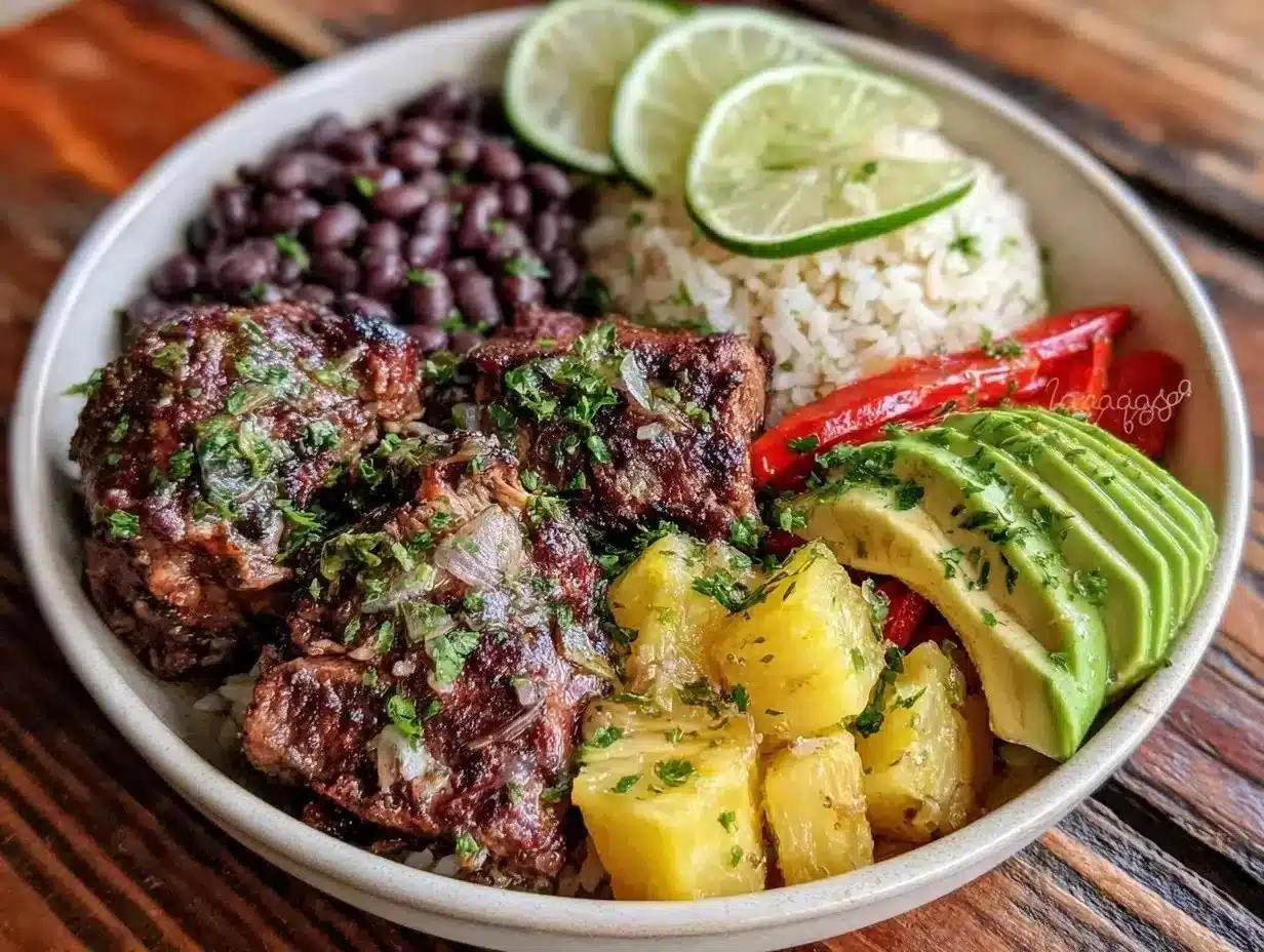 Delicious Caribbean Jerk Chicken Bowl with vibrant spices and fresh ingredients.