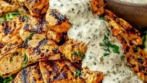 Delicious Chicken Shawarma served with creamy garlic sauce