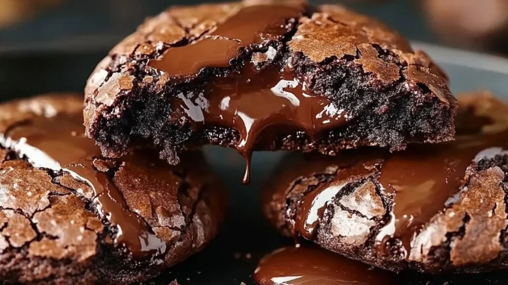 Delicious Chocolate Lava Brownie Cookies with a gooey molten center