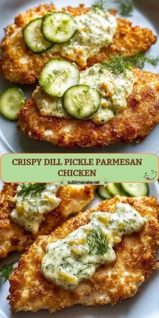 Crispy Dill Pickle Parmesan Chicken served on a plate with a garnish