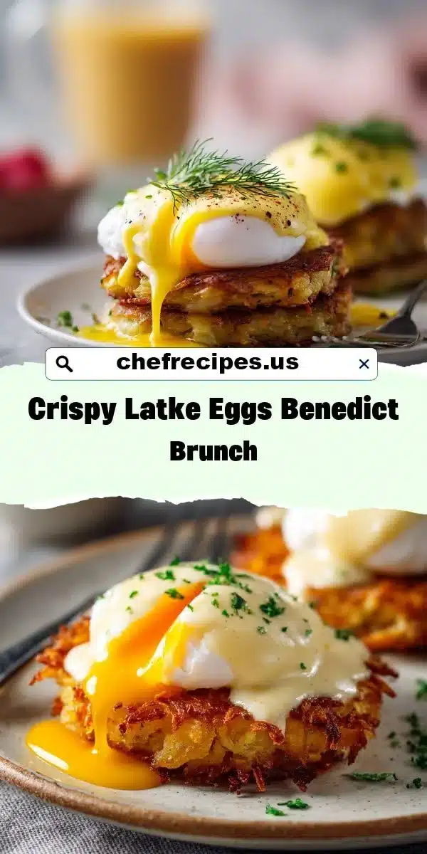 Crispy Latke Eggs Benedict 1 Crispy Latke Eggs Benedict served with poached eggs and hollandaise sauce