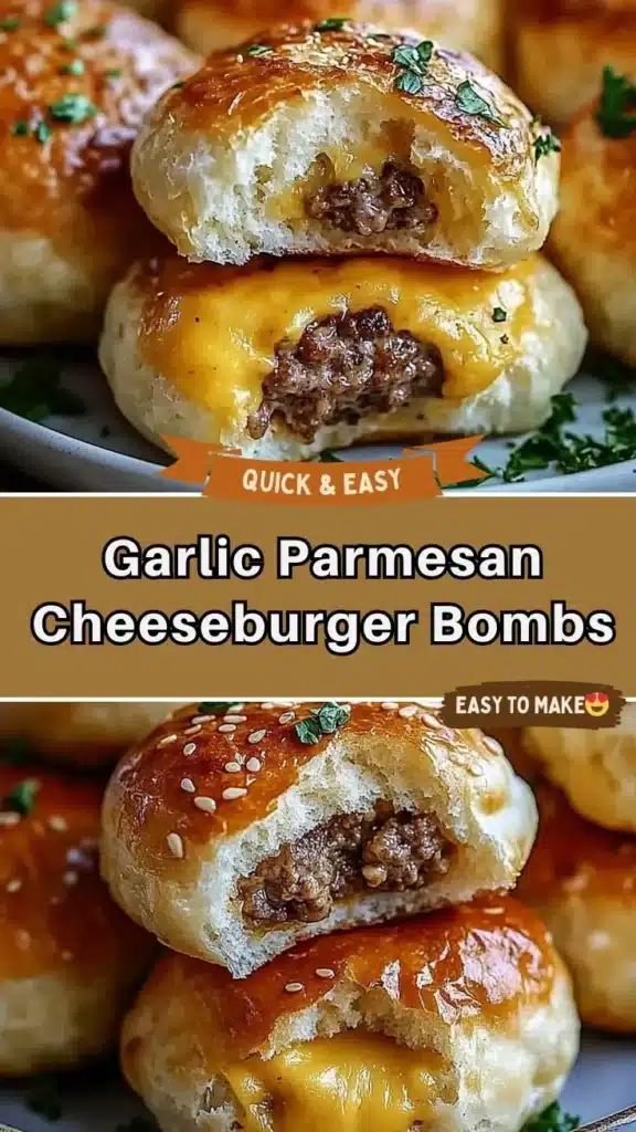 Delicious Garlic Parmesan Cheeseburger Bombs ready to be served