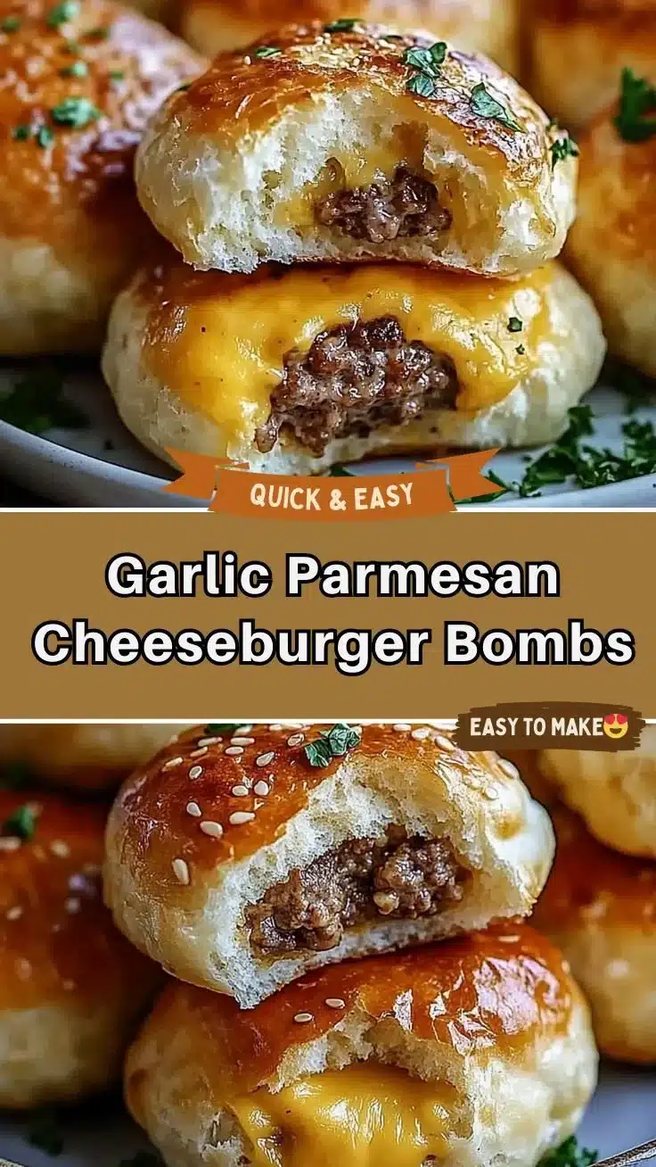 Delicious Garlic Parmesan Cheeseburger Bombs ready to be served