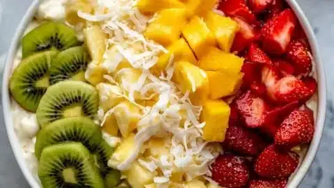 Hawaiian Cheesecake Salad 2 Delicious Hawaiian Cheesecake Salad with tropical fruits and creamy texture