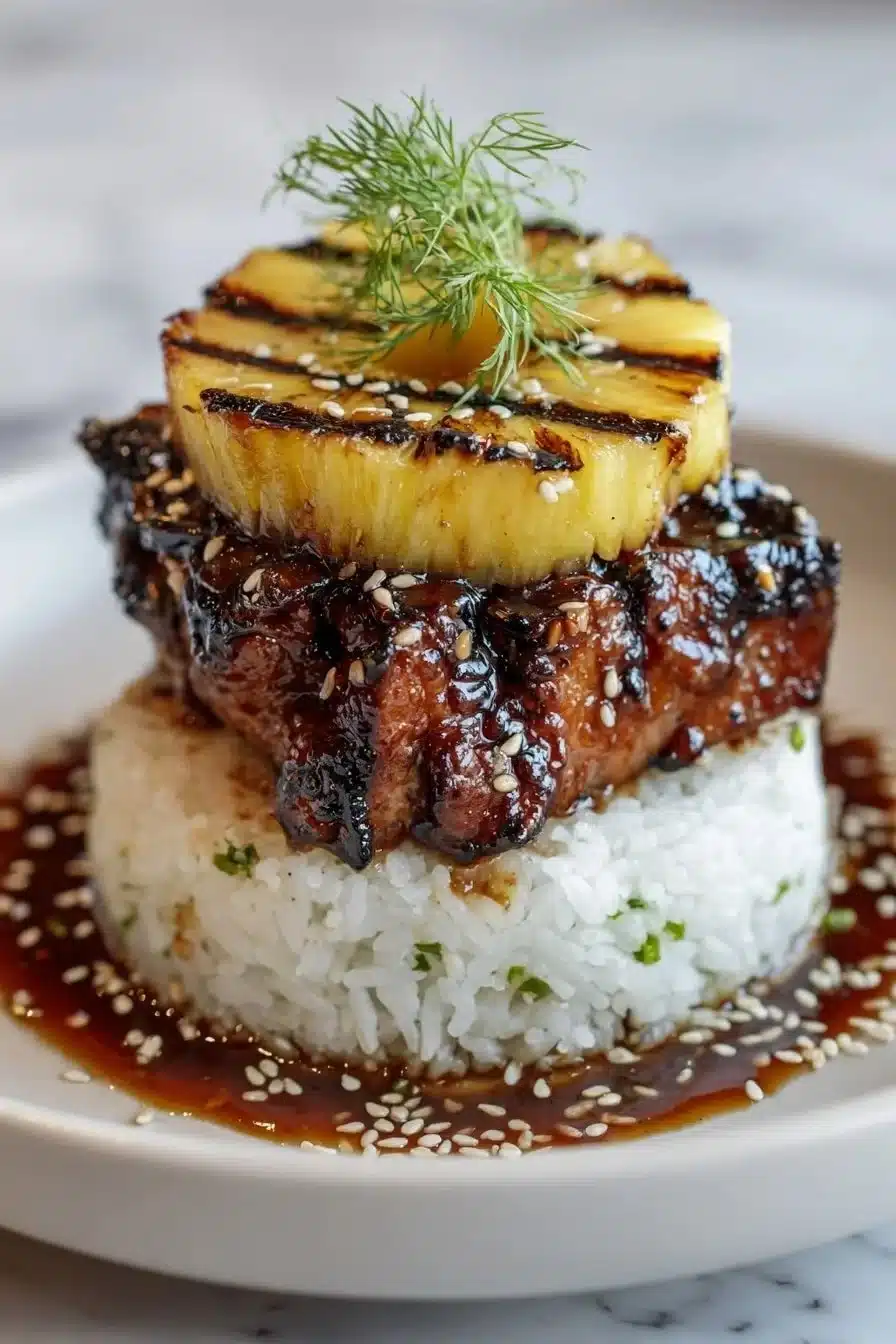 Delicious Huli Huli Chicken with Pineapple served on a plate