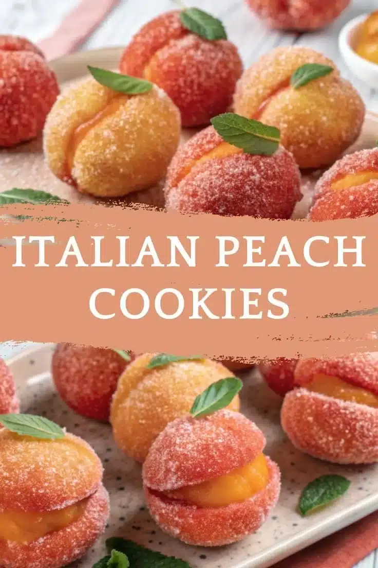 Italian Peach Cookies (Sweet Peaches) 1 Delicious Italian Peach Cookies with sweet peach filling
