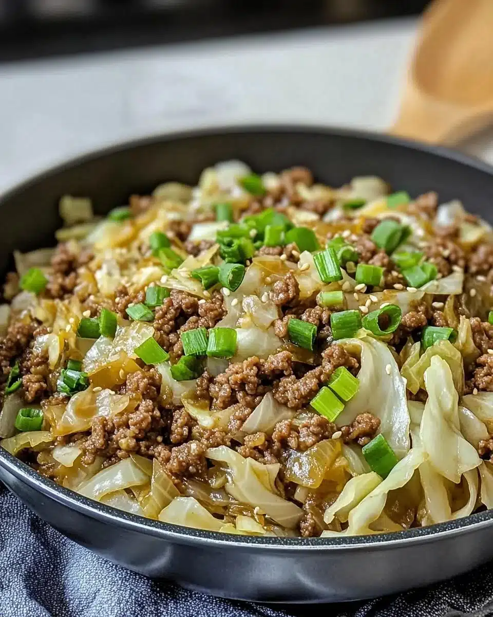 Low-Carb Mongolian Ground Beef and Cabbage 1 Plate of low-carb Mongolian ground beef with cabbage