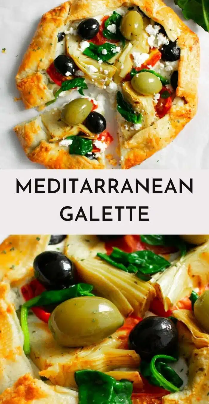 Delicious Mediterranean Galette with fresh vegetables and herbs served on a plate