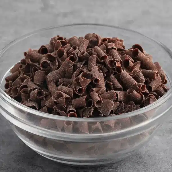 Mona Lisa Dark Chocolate Blossom Curls 10 lb. 1 Mona Lisa Dark Chocolate Blossom Curls in a 10 lb package, ideal for baking and desserts