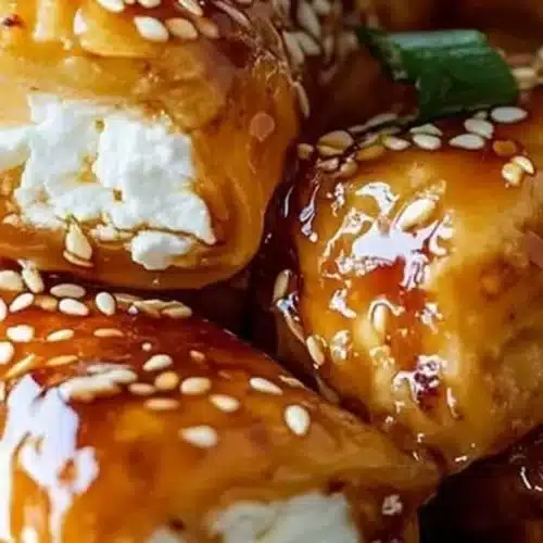 Oven Fried Feta Rolls with Chili Honey: An Incredible 7-Step Recipe 2 Oven fried feta rolls drizzled with chili honey, served on a plate