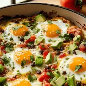 Delicious Ranch Style Eggs Casserole served in a baking dish