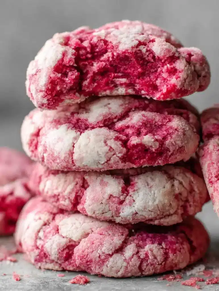 Gluten-free raspberry sugar cookies, freshly baked and sprinkled with sugar.