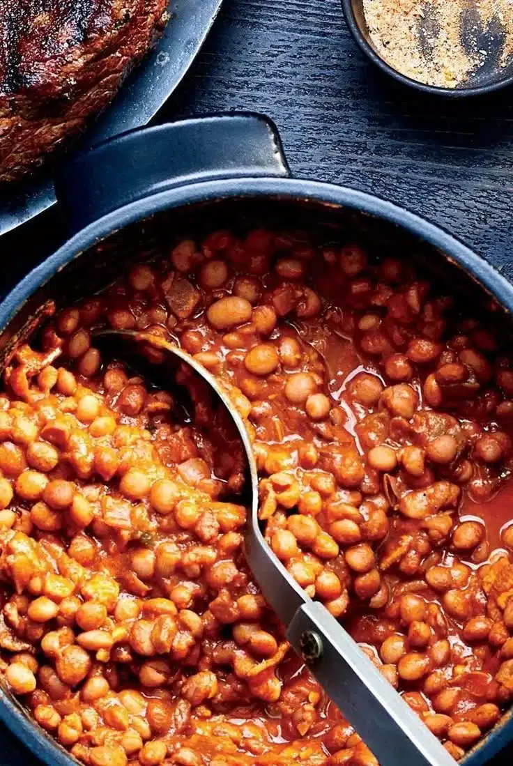 Delicious Santa Maria Style Pinquito Beans served as a traditional dish.