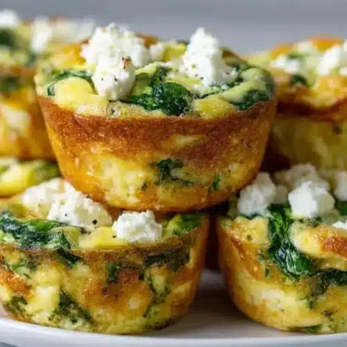 Spinach and Feta Egg Muffins for Any Time of Day 2 Delicious spinach and feta egg muffins served on a plate