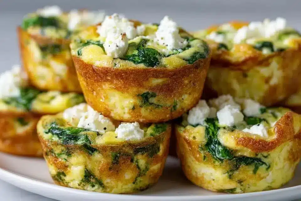 Spinach and Feta Egg Muffins for Any Time of Day 1 Delicious spinach and feta egg muffins served on a plate