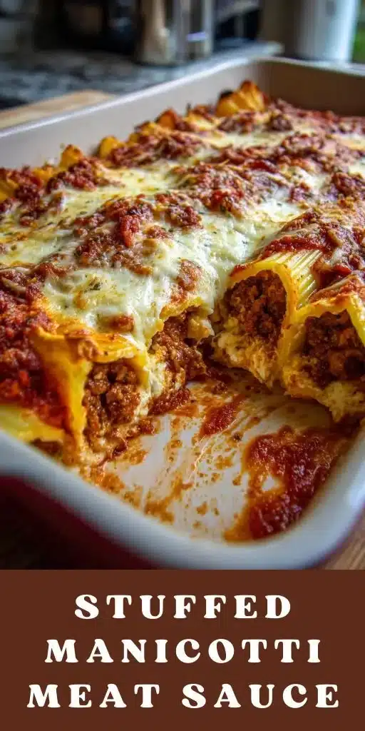 Stuffed Manicotti 1 Plate of homemade stuffed manicotti topped with marinara sauce and cheese.