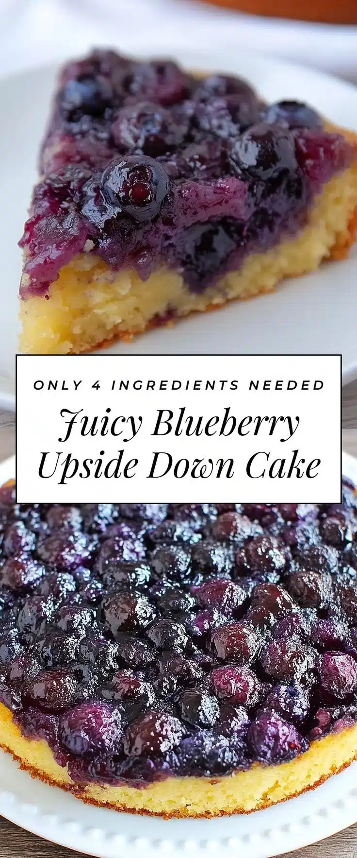 Delicious caramelized blueberry upside down cake topped with fresh blueberries