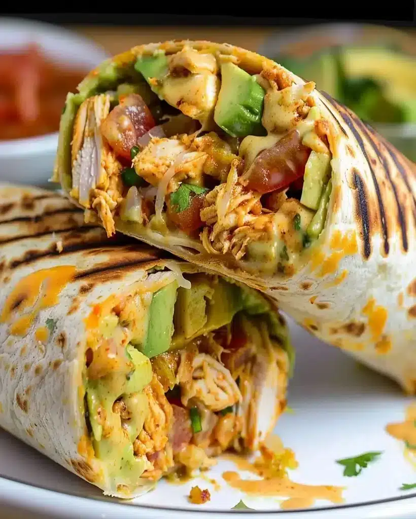 Cheesy Chicken Avocado Wrap – Best Lunch & Dinner Idea 1 Delicious Cheesy Chicken Avocado Wrap for lunch or dinner