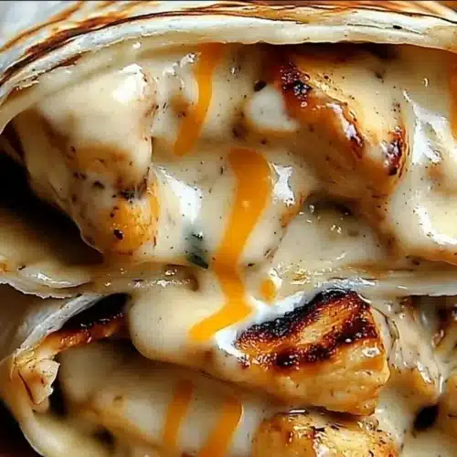 Cheesy garlic chicken wraps with fresh ingredients and melted cheese