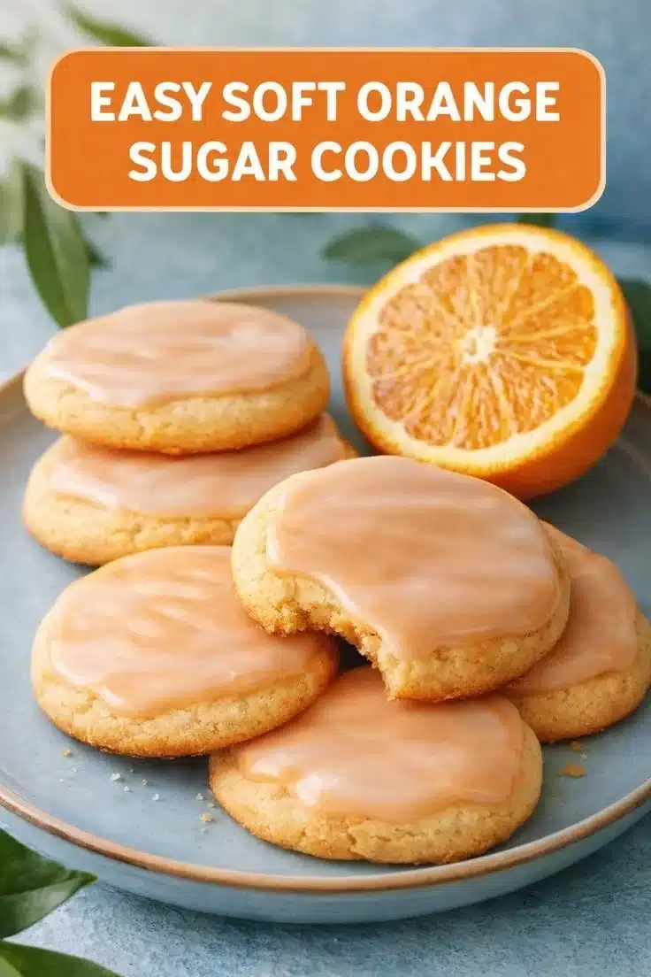 Delicious soft orange sugar cookies on a plate