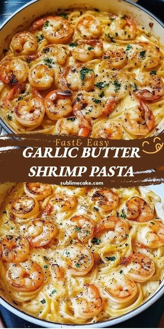 Garlic Butter Shrimp Pasta dish served with fresh herbs and lemon zest