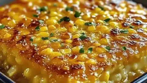 Honey-Glazed Corn Casserole served in a dish, showcasing its sweet and savory appeal.