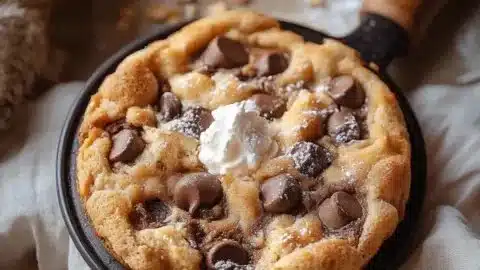Cottage Cheese Chocolate Chip Cookie Skillet Delight fresh out of the oven