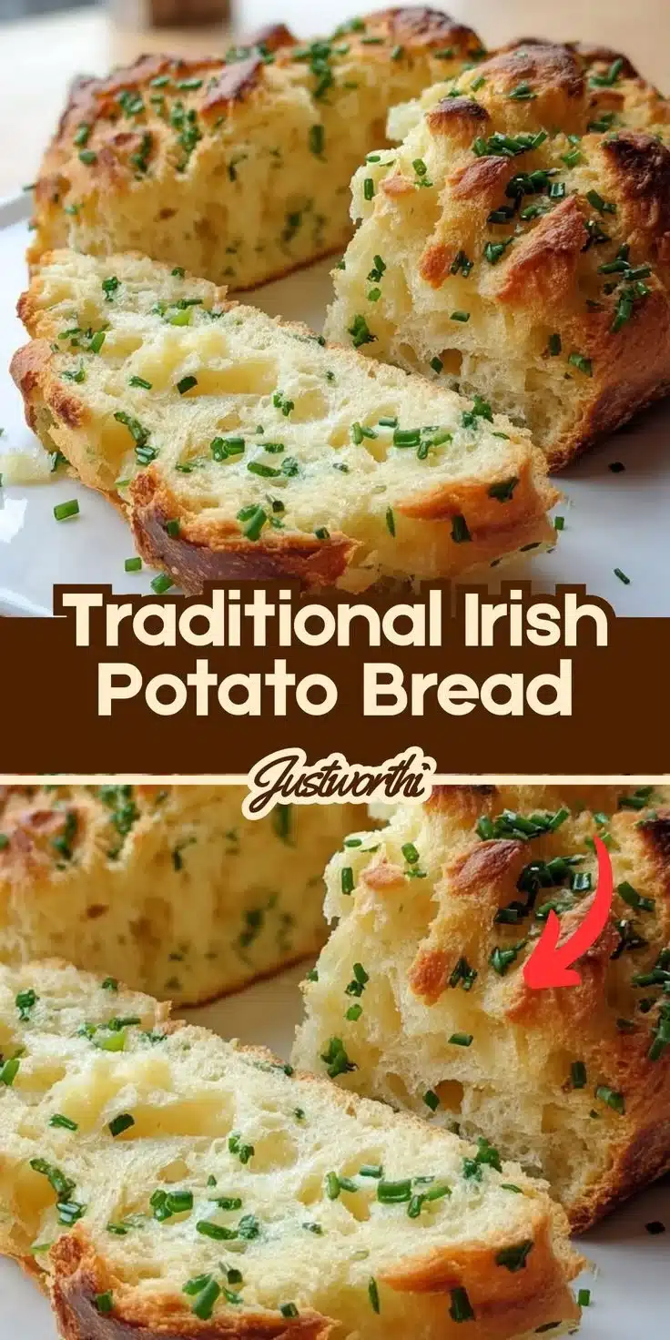 Freshly baked Irish Potato Bread with a golden crust and fluffy interior