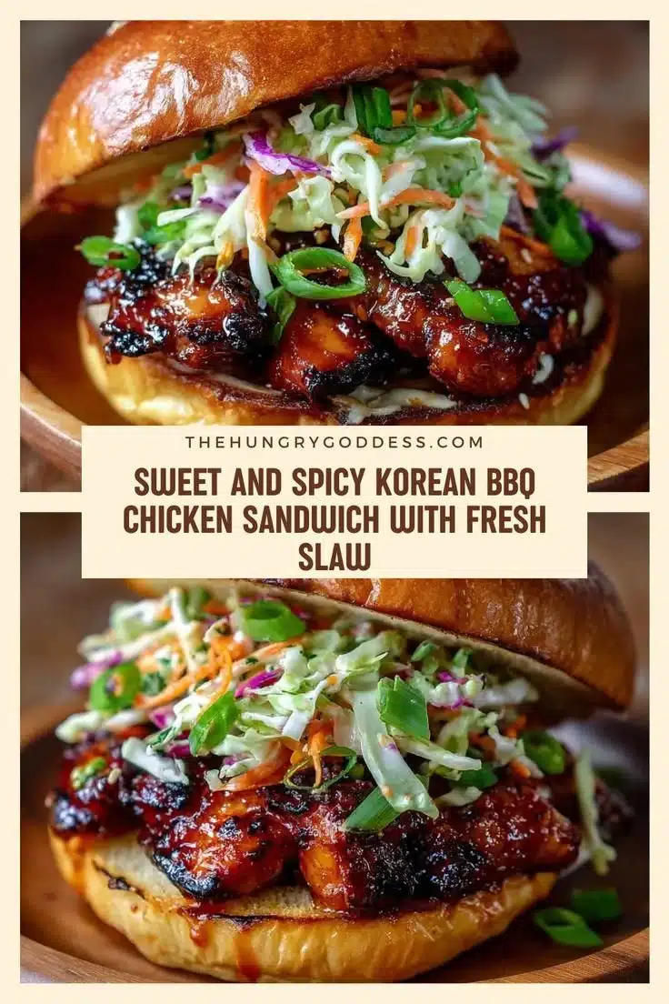 Delicious Korean BBQ Chicken sandwich with fresh vegetables and sauces