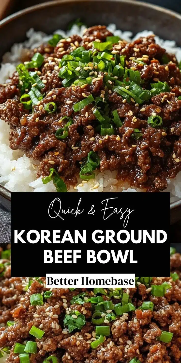Korean Ground Beef Bowl 1 Korean Ground Beef Bowl served with rice and vegetables