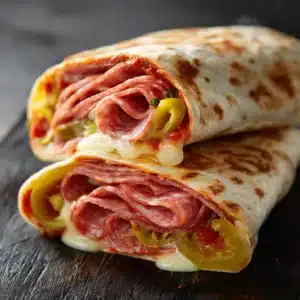 Low-carb Italian sub wrap filled with fresh ingredients and deli meats