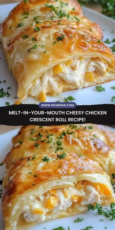 Delicious cheesy chicken rolls baked with crescent dough
