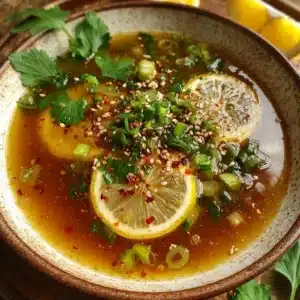 Miso-Ginger Lemon Detox Broth 2 Miso-Ginger Lemon Detox Broth in a bowl, healthy recipe for cleansing.