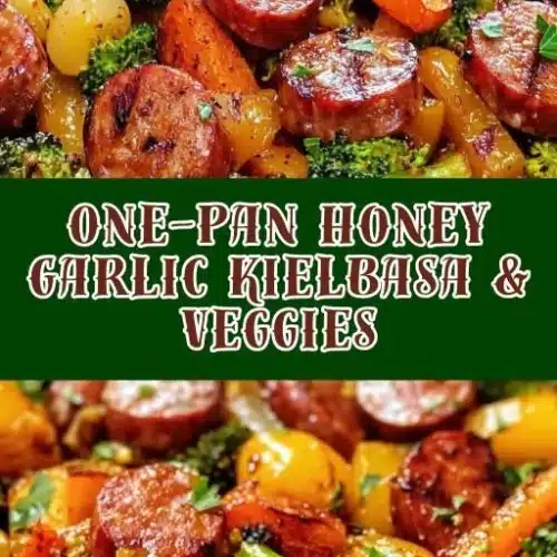 One-Pan Honey Garlic Kielbasa and Veggies 2 One-Pan Honey Garlic Kielbasa with assorted vegetables for a quick meal
