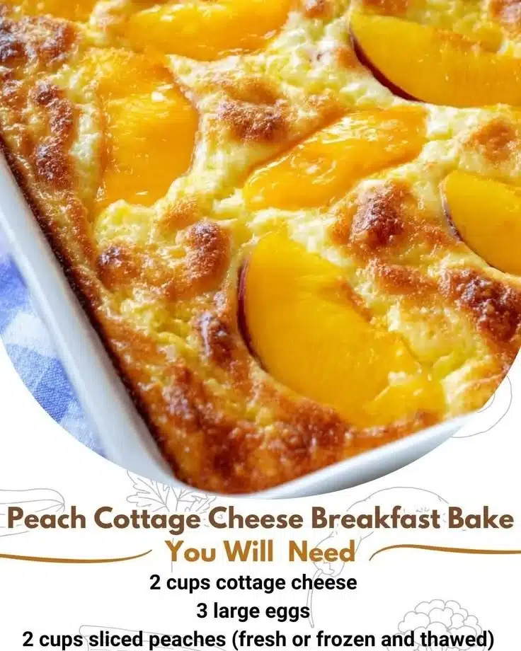 Bowl of peaches and cottage cheese topped with honey and nuts.