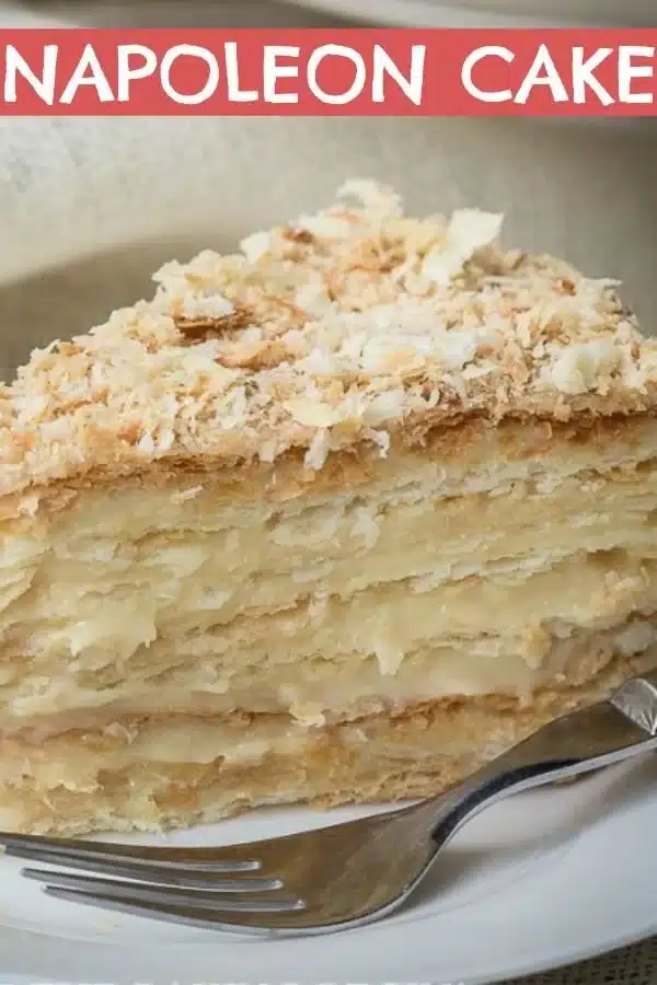 Delicious Russian Napoleon Cake with layers of pastry and cream filling