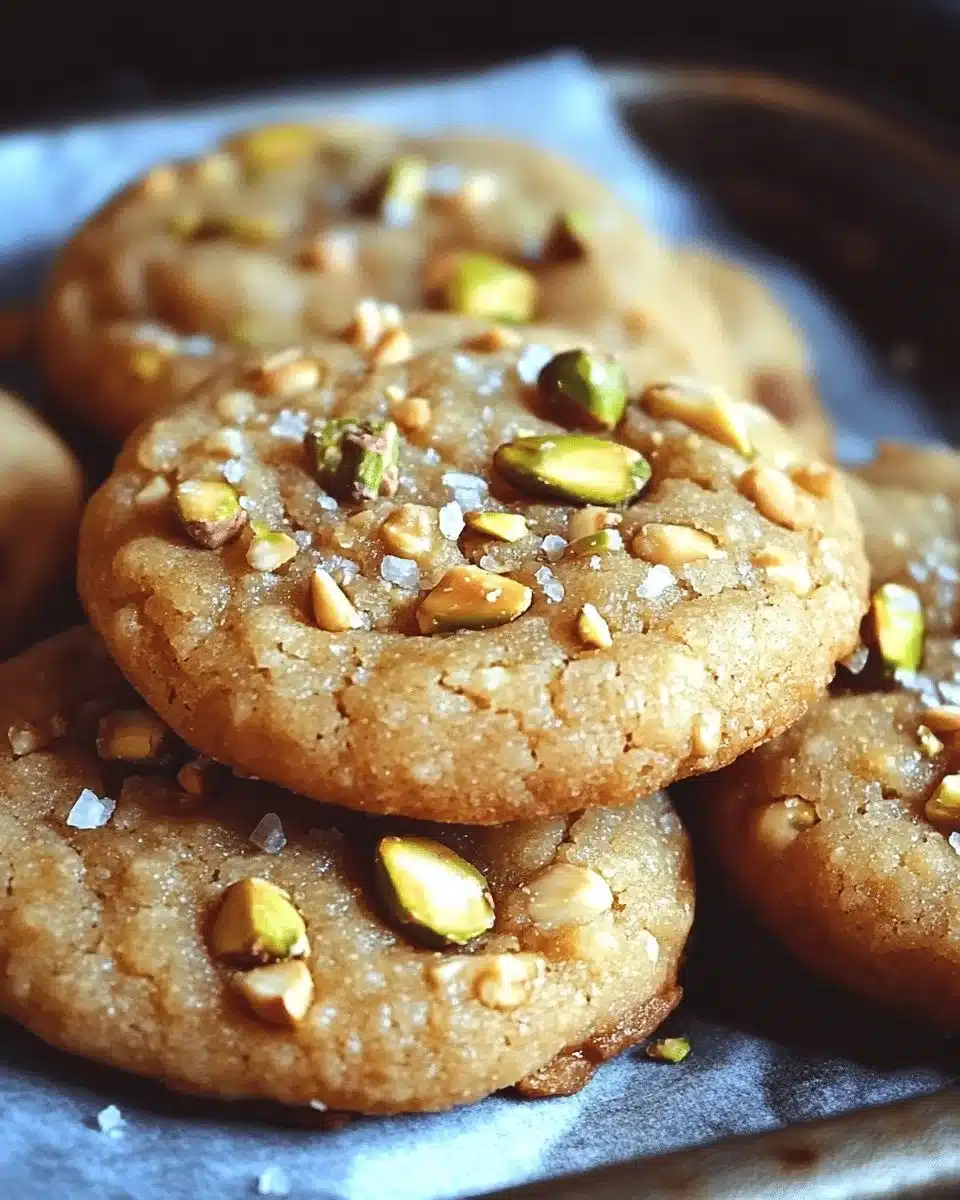 Salted Honey Pistachio Cookies 1 Delicious salted honey pistachio cookies on a cooling rack