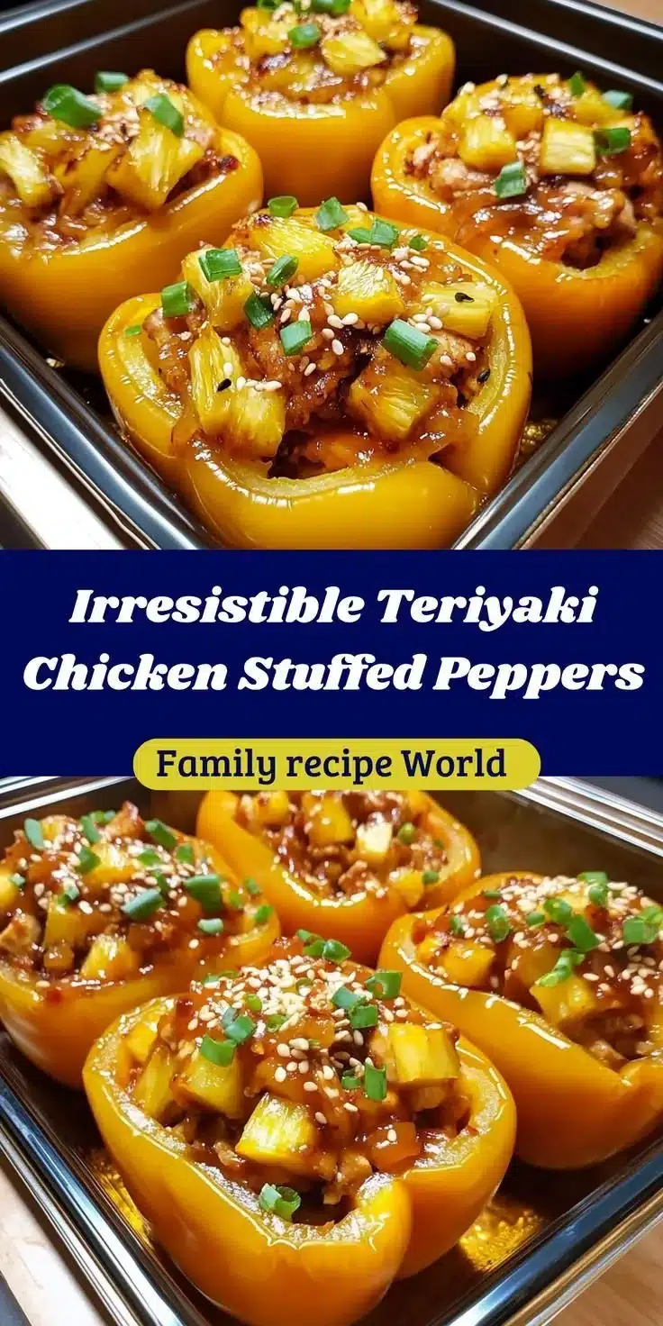 Teriyaki Pineapple Chicken Stuffed Bell Peppers 1 Teriyaki chicken stuffed bell peppers with pineapple topping