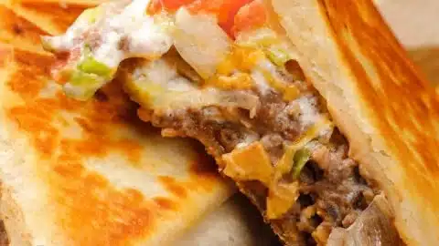Weight Watchers cheeseburger crunch wrap filled with flavorful ingredients