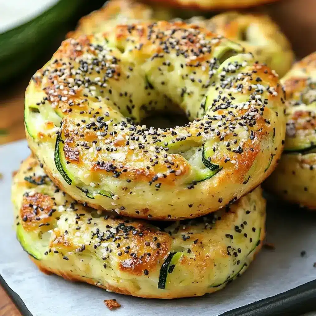 Low carb zucchini bagels on a wooden cutting board