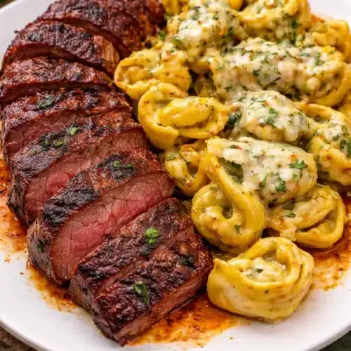 Steak et tortellini cremeux