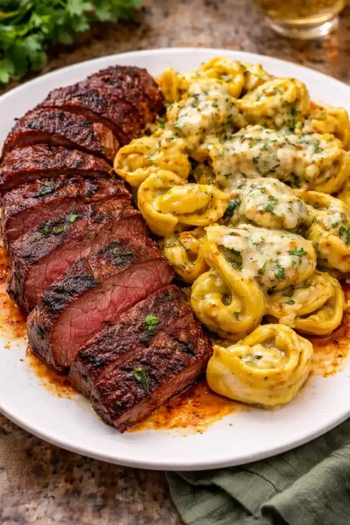 Steak et tortellini cremeux
